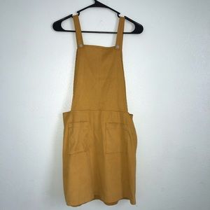Yellow corduroy overall dress